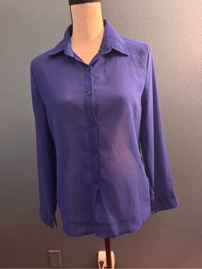 Classic Button-Down Blouse - Royal Blue